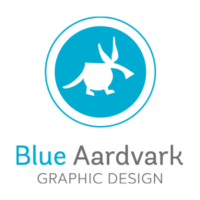 Blue Aardvark Graphic Design a very cute stylized aardvark in the middle of a blue circle