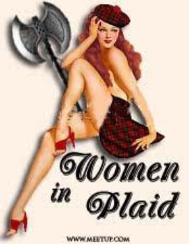 Woman in plaid logo