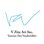Vanessa Vaderidder's signature in a light blue with the name V Zita Art Inc and Vanessa Zita Vanderidder below