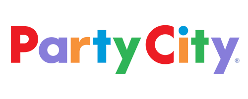 Bright, multi-coloured Party City logo