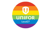 UNIFOR local 27 logo in pride colours