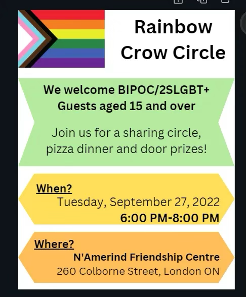 Image with information for Rainbow Crow Circle that is all covered in the news message