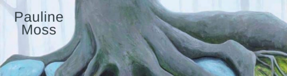 Image of a portion of a painting – a tree trunk with roots stretching outward.