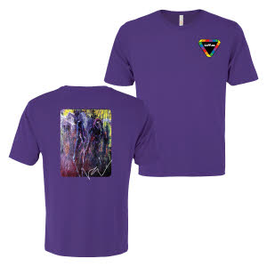 unisex t-shirt with llff logo on the left hand side and Vanessa Vanderridder painting on the back.